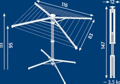 Leifheit Séchoir à linge parapluie sur pied 14 m d'étendage avec housse, gris et noir, LinoPop-Up 140* Etendoir À Linge