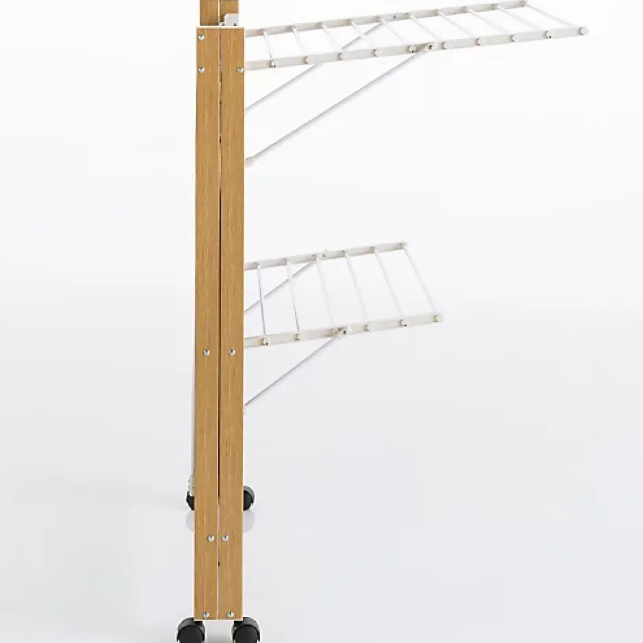 IDMarket Séchoir à linge pliable DELUXE capacité 27M blanc et effet bois