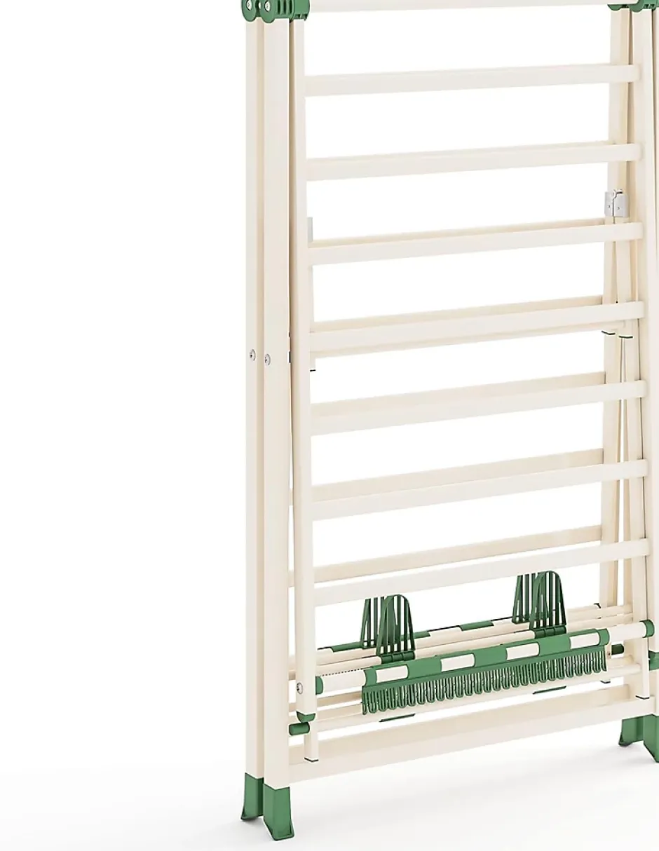 Giantex Séchoir à Linge Pliante, avec Ailes Latérales Hauteur Réglable, 20 Barres et 4 Crochets Chaussures, Vêtements (1,8 M,Beige)* Etendoir À Linge