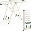 Giantex Séchoir à Linge Pliante, avec Ailes Latérales Hauteur, 16 Barres, 28 Pinces Latérales et 4 Crochets, Vêtements (1,4 M,Beige)