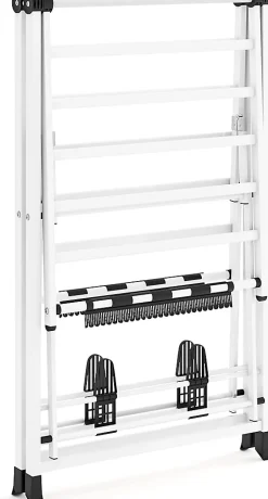 Giantex Séchoir à Linge Pliante, avec Ailes Latérales Hauteur, 16 Barres, 28 Pinces Latérales et 4 Crochets, Vêtements (1,4 M,Blanc)