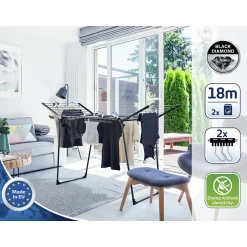 Leifheit Séchoir à linge sur pied 18 m d'étendage, Pegasus 180 noir* Etendoir À Linge