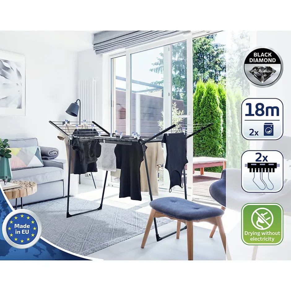 Leifheit Séchoir à linge sur pied 18 m d'étendage, Pegasus 180 noir* Etendoir À Linge