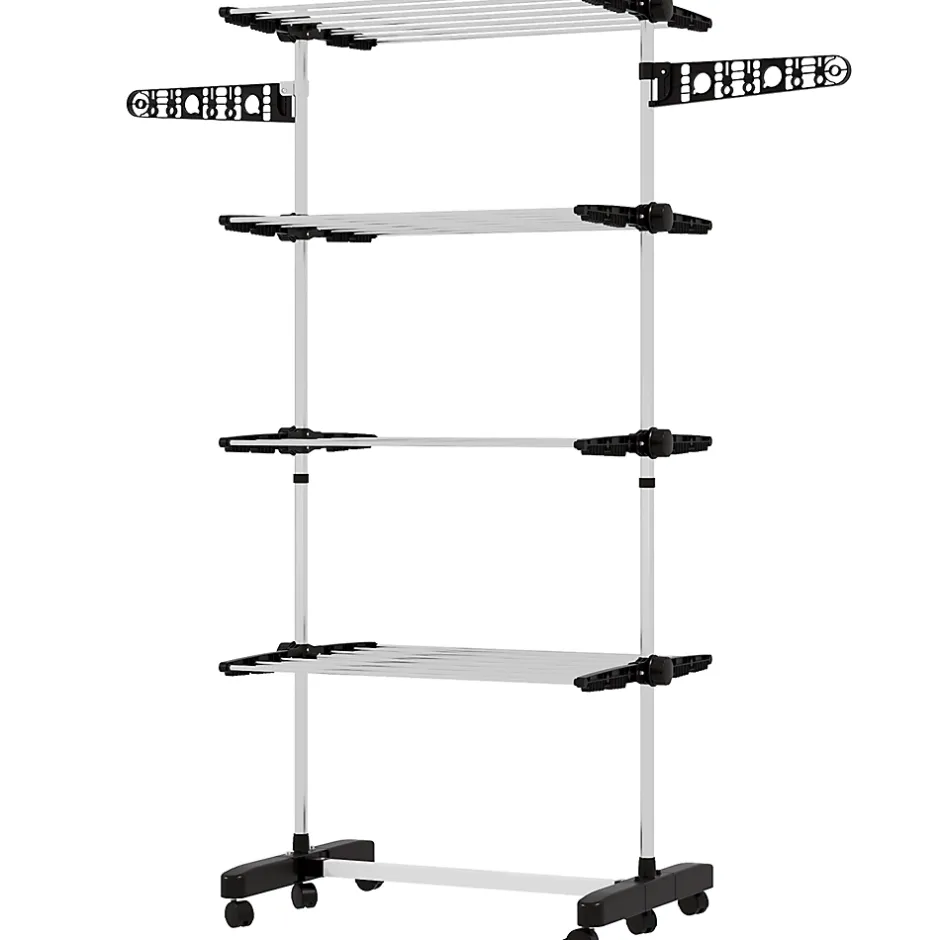 Homcom Séchoir à linge étendoir pliable ailes latérales 4 niveaux noir