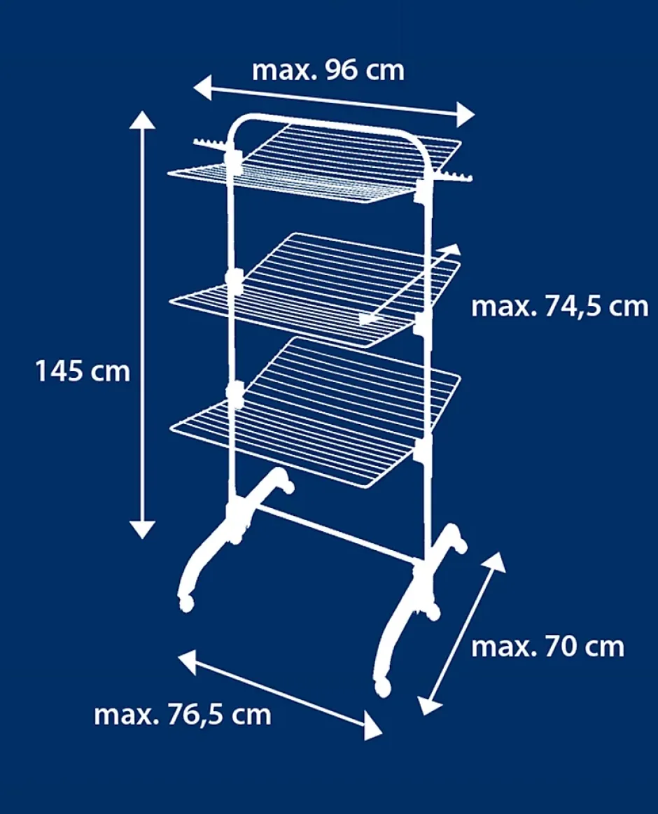 Leifheit Séchoir à linge tour noir sur roulettes 42 m d'étendage 3 niveaux, Comfort Tower 420 Black* Etendoir À Linge