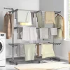 IDMarket Séchoir à linge vertical pliable et extensible 3 niveaux MAXI capacité 40M inox et gris* Etendoir À Linge