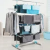 IDMarket Séchoir à linge vertical pliable 4 niveaux OPTIMUM capacité 30M avec tringle télescopique blanc et bleu* Etendoir À Linge