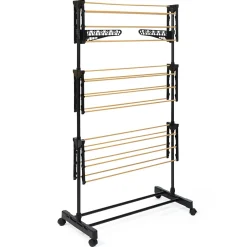 IDMarket Séchoir à linge vertical pliable 3 niveaux MAXIMA capacité 20M noir et effet bois* Etendoir À Linge