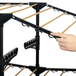 IDMarket Séchoir à linge vertical pliable 3 niveaux MAXIMA capacité 20M noir et effet bois* Etendoir À Linge