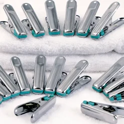 IDMarket Séchoir à linge vertical pliable 3 niveaux OPTIMUM capacité 30M avec tringle télescopique cintres et pinces blanc et bleu* Etendoir À Linge
