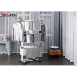 Herzberg Séchoir multifonctions 20m d'étendage gris HG8034-GRY