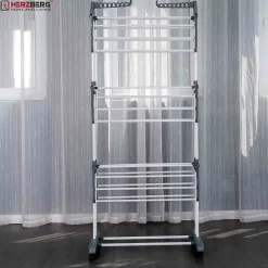 Herzberg Séchoir multifonctions 20m d'étendage gris HG8034-GRY