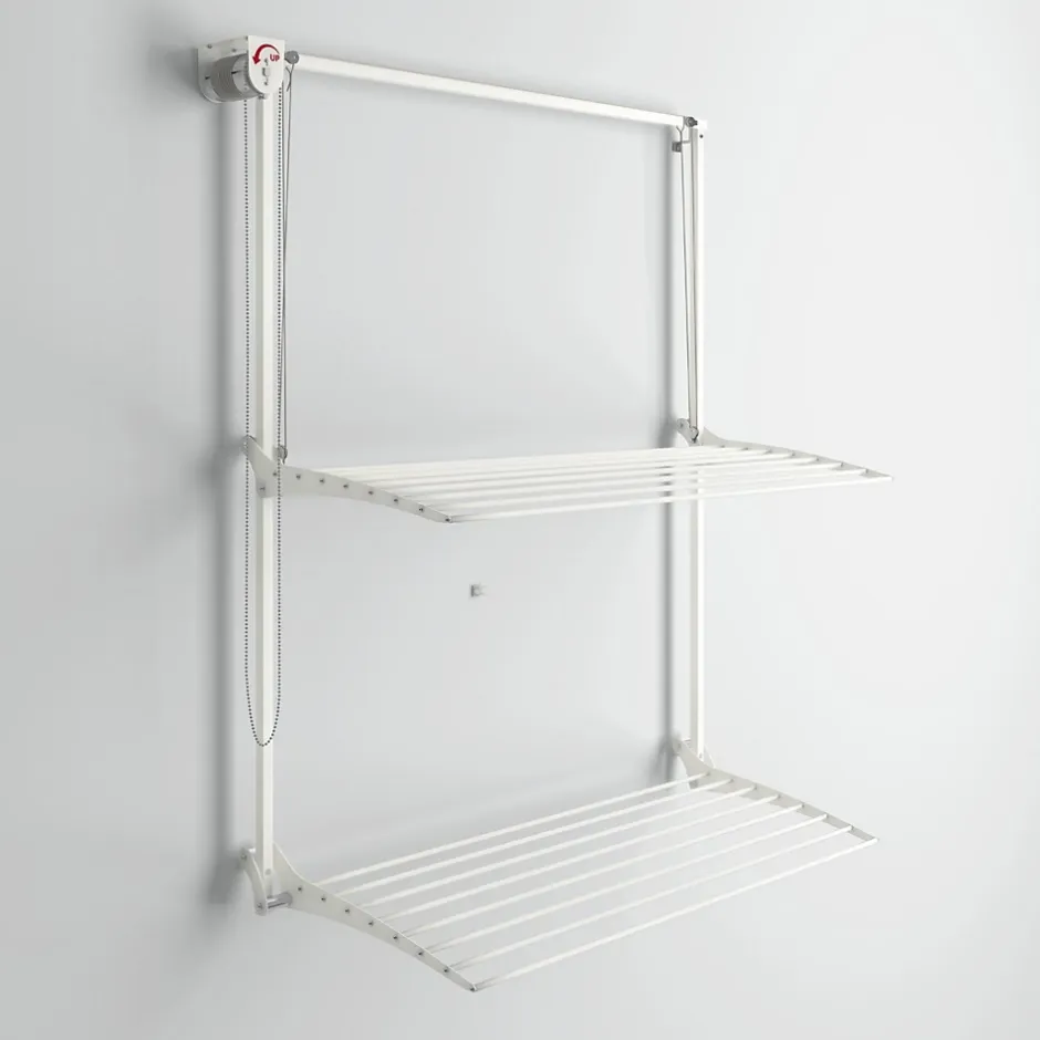 Foxydry Séchoir mural 2 grilles blanc 128x52x137 cm alu Wall Plus 120
