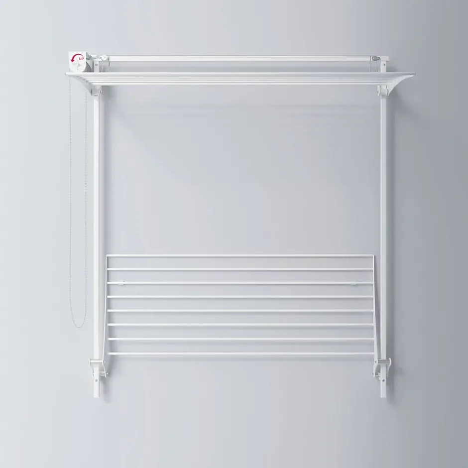 Foxydry Séchoir mural 2 grilles blanc 128x52x137 cm alu Wall Plus 120