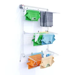 Foxydry Séchoir mural 3 grilles pliables blanc 108x52x137 cm alu Tower 100* Etendoir À Linge