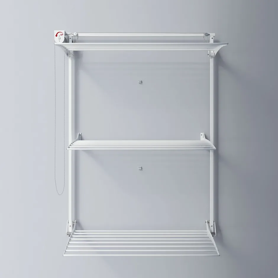 Foxydry Séchoir mural 3 grilles pliables blanc 108x52x137 cm alu Tower 100* Etendoir À Linge