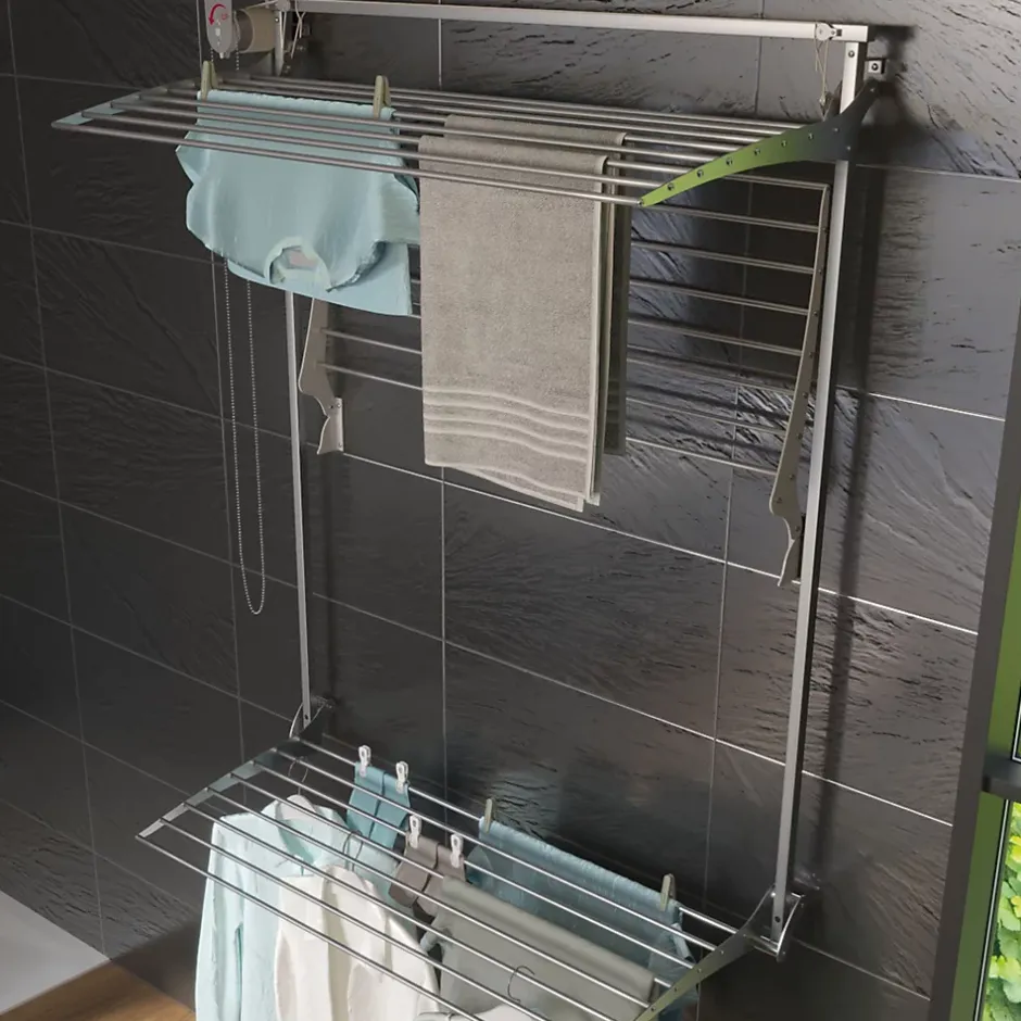 Foxydry Séchoir mural 3 grilles pliables 152x52x137 cm alu Tower 150* Etendoir À Linge