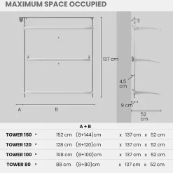 Foxydry Séchoir mural 3 grilles pliables blanc 128x52x137 cm alu Tower 120