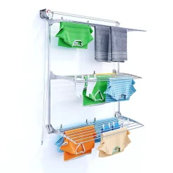 Foxydry Séchoir mural 3 grilles pliables 128x52x137 cm alu Tower 120* Etendoir À Linge