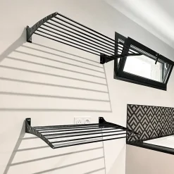 Foxydry Séchoir mural noir alu fermeture bas 82x50x10cm Fold 80