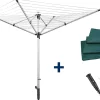 Leifheit Séchoir parapluie de jardin à ouverture rapide, 60 m d'étendage, gris et noir, LinoLift 600 QuickStart