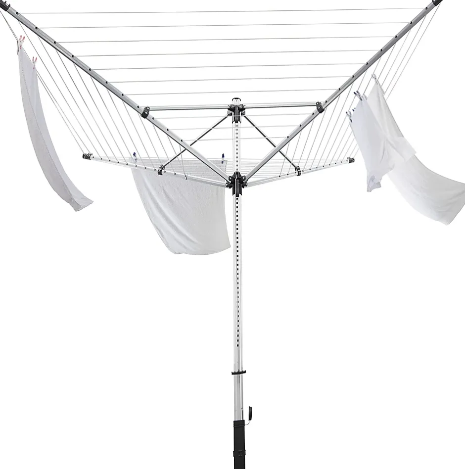 Leifheit Séchoir parapluie de jardin à ouverture rapide, 60 m d'étendage, gris et noir, LinoLift 600 QuickStart