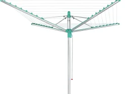 Leifheit Séchoir parapluie extérieur avec douille de fixation, 50 m d'étendage, gris et bleu turquoise, Linomatic 500 Easy* Etendoir À Linge