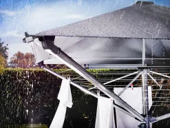 Leifheit Séchoir parapluie extérieur avec toit étanche et douille de fixation, 40 m d'étendage, noir et gris, LinoProtect 400