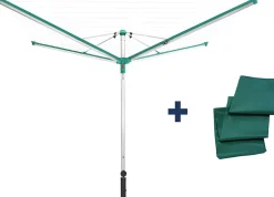 Leifheit Séchoir parapluie extérieur avec housse et douille de fixation, 60 m d'étendage, vert et gris, Linomatic Deluxe Cover 600* Etendoir À Linge