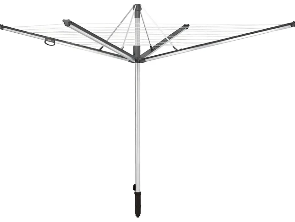 Leifheit Séchoir parapluie extérieur avec douille de fixation, 60 m d'étendage, noir et gris, Linomatic Plus 600* Etendoir À Linge