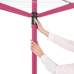Brabantia Séchoir parapluie rotatif 50m d'étendage, rose, Lift'O Matic