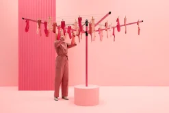 Brabantia Séchoir parapluie rotatif 50m d'étendage, rose, Lift'O Matic