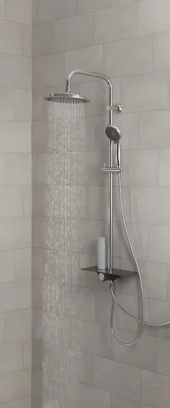 Schütte SCHÜTTE AQUASTAR système de douche avec tablette chromé/anthracite* Colonne De Douche Thermostatique