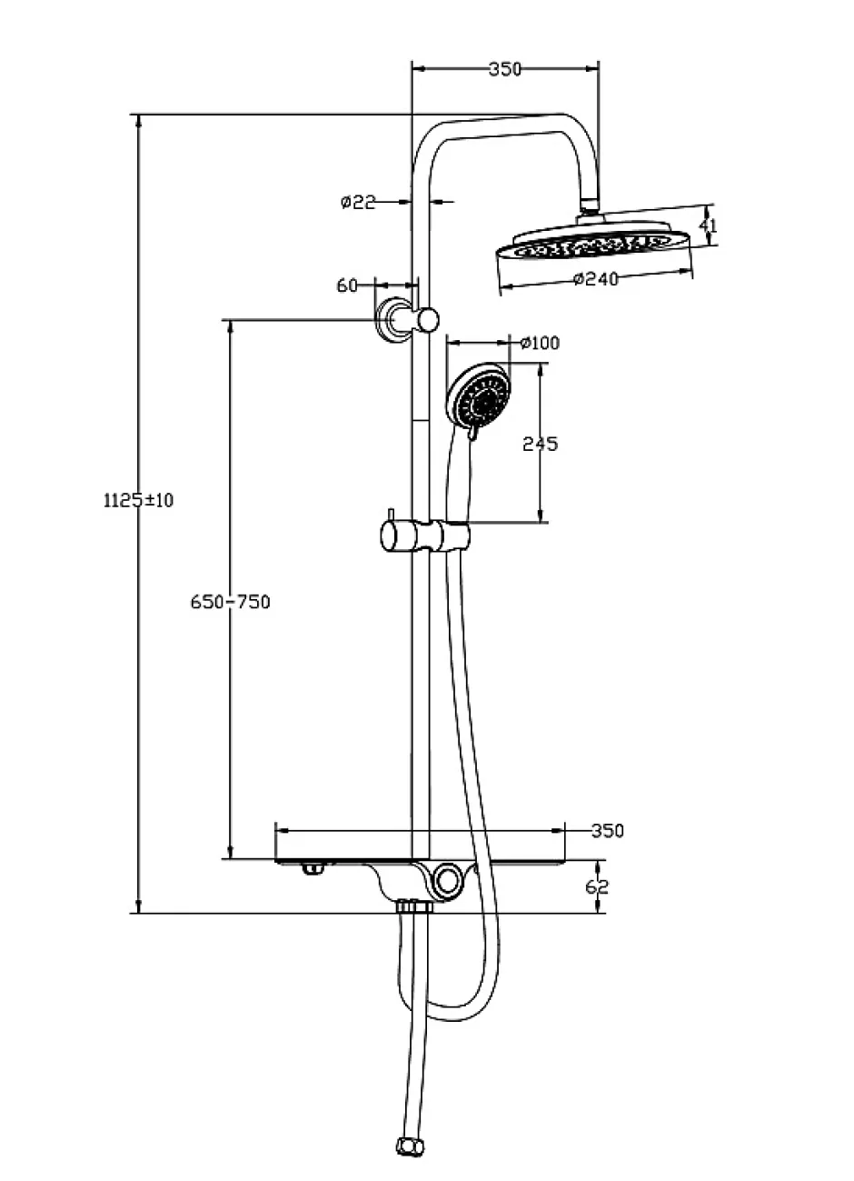 Schütte SCHÜTTE AQUASTAR système de douche avec tablette chromé/blanc