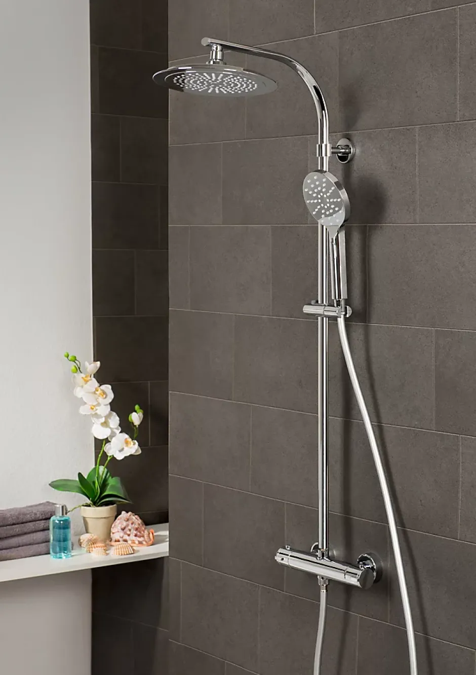 Schütte SCHÜTTE MADURA FRESH système de douche avec mitigeur thermostatique , chromé* Colonne De Douche Thermostatique