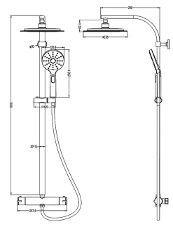 Schütte SCHÜTTE MADURA FRESH système de douche avec mitigeur thermostatique , chromé* Colonne De Douche Thermostatique