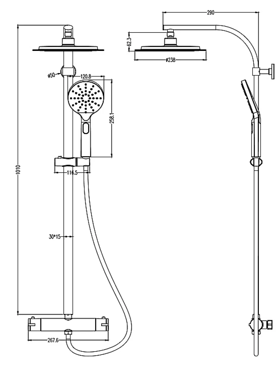 Schütte SCHÜTTE MADURA FRESH système de douche avec mitigeur thermostatique , chromé* Colonne De Douche Thermostatique