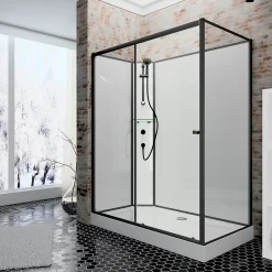 Schulte cabine de douche intégrale - porte coulissante ouverture vers la gauche - 120x80cm - verre 5mm* Cabine De Douche