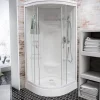 Schulte cabine de douche intégrale - 92x92x216 cm - arrondie - verre 4 mm - cabine de douche complète - blanc - Helgoland III* Cabine De Douche