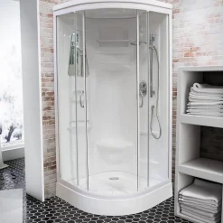 Schulte cabine de douche intégrale - 92x92x216 cm - arrondie - verre 4 mm - cabine de douche complète - blanc - Helgoland III* Cabine De Douche