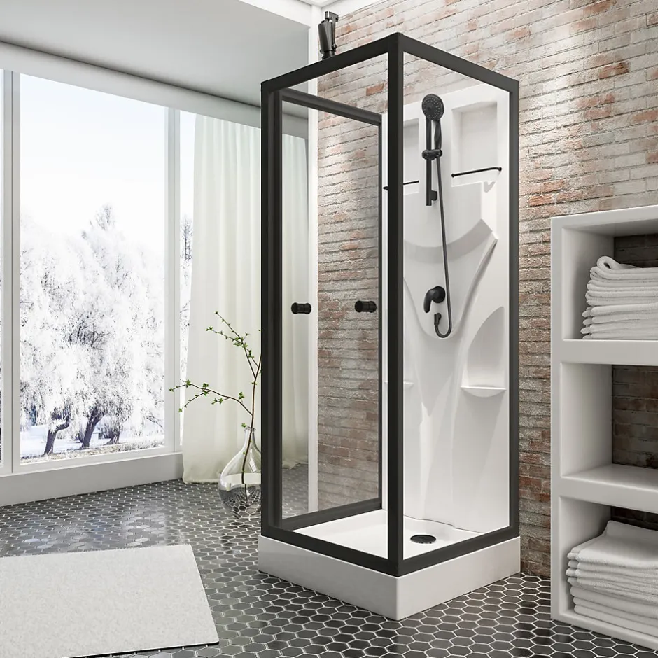 Schulte cabine de douche intégrale Juist - 80x80x190 cm - Portes coulissantes - Noir - Verre transparent* Cabine De Douche