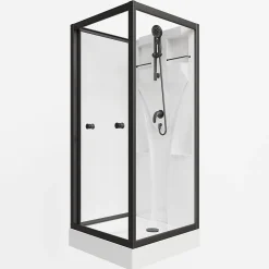 Schulte cabine de douche intégrale Juist - 80x80x190 cm - Portes coulissantes - Noir - Verre transparent* Cabine De Douche