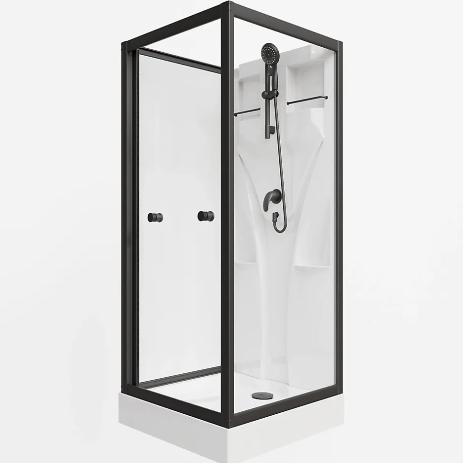 Schulte cabine de douche intégrale Juist - 80x80x190 cm - Portes coulissantes - Noir - Verre transparent* Cabine De Douche