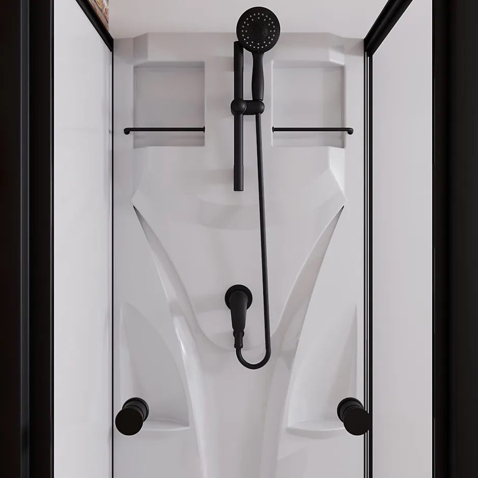 Schulte cabine de douche intégrale Juist - 80x80x190 cm - Portes coulissantes - Noir - Verre transparent* Cabine De Douche