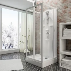 Schulte cabine de douche intégrale Juist - 90x90x210 cm - portes coulissantes - blanc - verre transparent