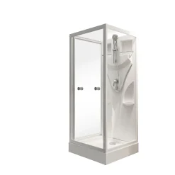 Schulte cabine de douche intégrale Juist - 90x90x210 cm - portes coulissantes - blanc - verre transparent