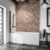 Schulte Pare-baignoire 70x130 cm - Réversible - Écran pliant - Verre de Sécurité transparent 5 mm - Profil Noir* Pare-Baignoire