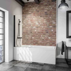 Schulte Pare-baignoire 70x130 cm - Réversible - Écran pliant - Verre de Sécurité transparent 5 mm - Profil Noir* Pare-Baignoire