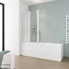 Schulte Pare-baignoire 124x130 cm - Réversible - Paroi rabattable - Verre 5 mm - 3 Volets pivotants - Profil Blanc