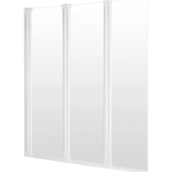 Schulte Pare-baignoire 124x130 cm - Réversible - Paroi rabattable - Verre 5 mm - 3 Volets pivotants - Profil Blanc